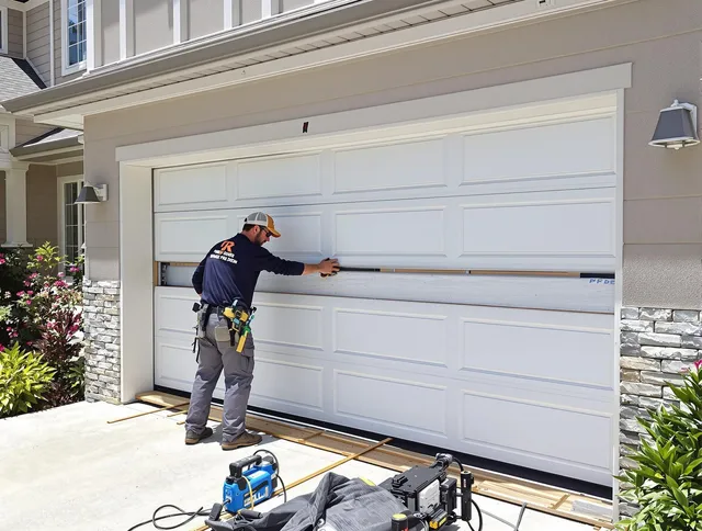 Pineville Garage Door Repair team performing complete garage door replacement at Pineville residence