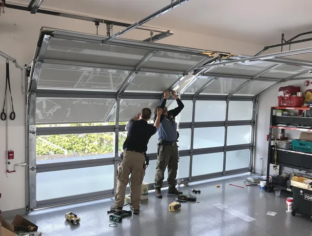 Pineville Garage Door Repair expert performing precise panel replacement on Pineville garage door